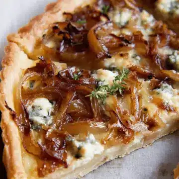 Caramelized Onion Tart with Gorgonzola and Brie