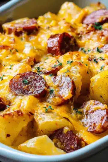 Cheesy Potatoes with Smoked Sausage