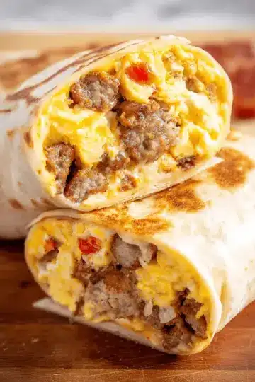 Sausage Egg and Cheese Breakfast Burritos