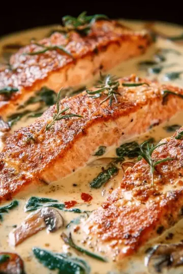 Tuscan Salmon with Parmesan Cream Sauce