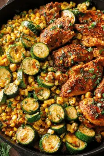 Garlic Butter Chicken with Zucchini and Corn - One-Pan, 30-Minute MeaL