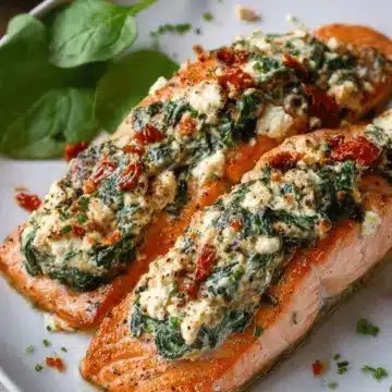 Stuffed Salmon With Spinach & Feta