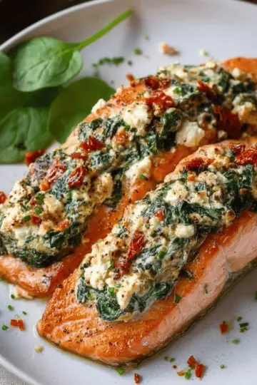 Stuffed Salmon With Spinach & Feta
