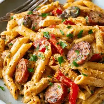 One Pot Creamy Cajun Sausage Pasta