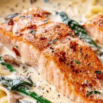 Tuscan Salmon with Parmesan Cream Sauce