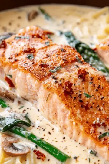 Tuscan Salmon with Parmesan Cream Sauce