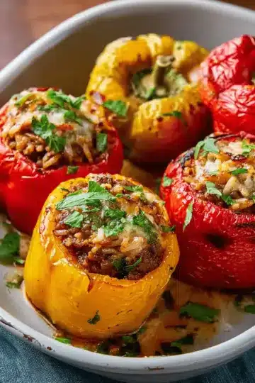 Beef and Rice Stuffed Bell Peppers