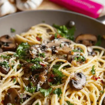 Mushroom and Garlic Spaghetti Dinner