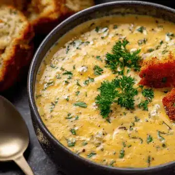 Hearty Cheddar Garlic Herb Potato Soup