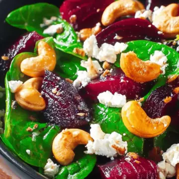 Beet Salad with Spinach, Cashews, and Goat Cheese
