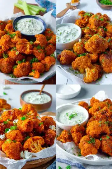 Cauliflower Buffalo Wings with Vegan Ranch Dip