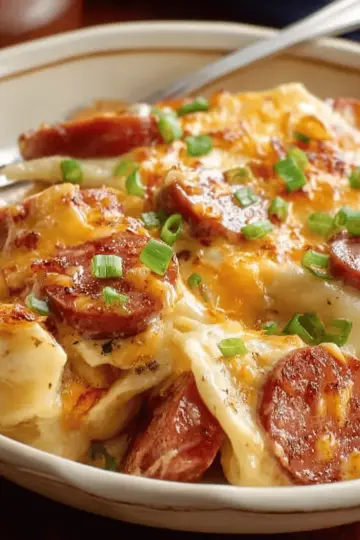 Crock Pot Pierogi and Kielbasa Casserole
