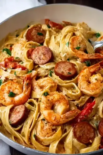 Creamy Cajun Shrimp Pasta with Sausage