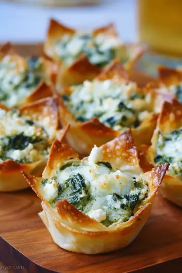 Spinach-Artichoke Dip Wonton Cups