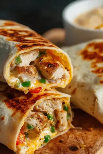 Cheesy Garlic Chicken Wraps Recipe