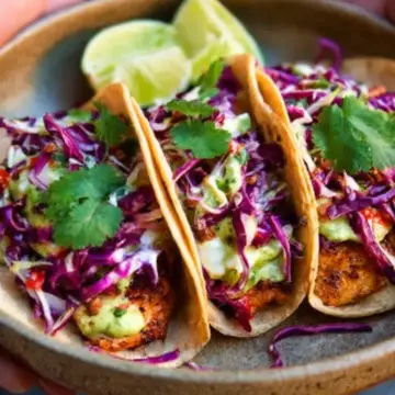 Fish Tacos with Cilantro Lime Cabbage Slaw