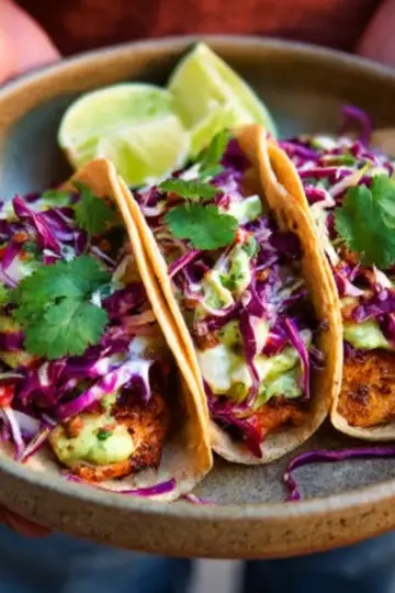 Fish Tacos with Cilantro Lime Cabbage Slaw