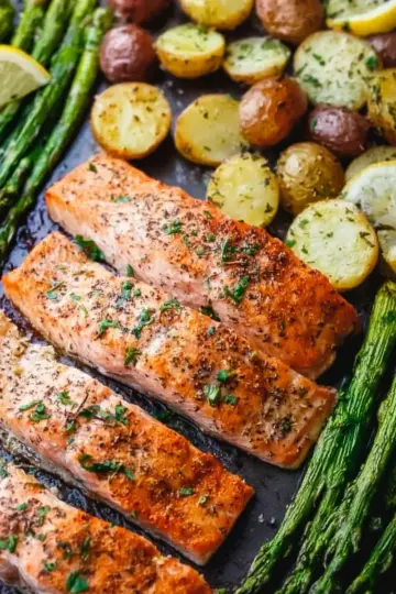 Sheet Pan Salmon and Asparagus with Potatoes
