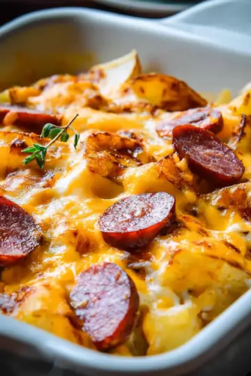 Cheesy Potatoes with Smoked Sausage
