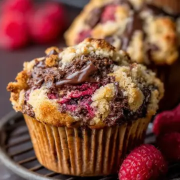 Dark Chocolate Chunk Raspberry Crumb Muffins