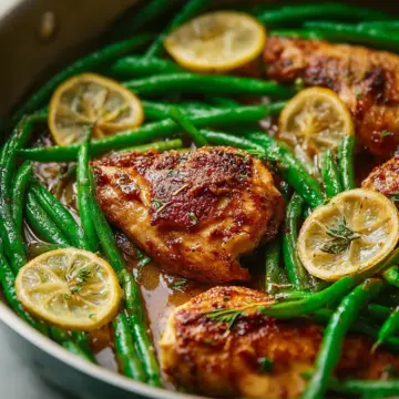 Home » recipes » main dish Lemon Garlic Butter Chicken and Green Beans Skillet
