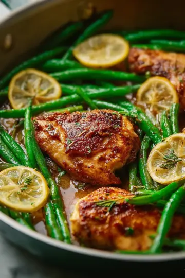 Home » recipes » main dish Lemon Garlic Butter Chicken and Green Beans Skillet