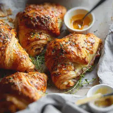 Buttery Garlic Baked Croissants with Turkey & Harvarti