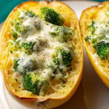 Cheesy Broccoli Spaghetti Squash