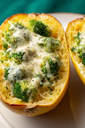Cheesy Broccoli Spaghetti Squash