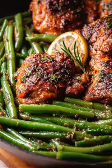 Chicken Thighs with Lemon Garlic Green Beans