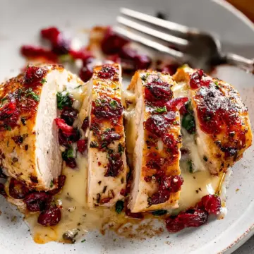 Cranberry Brie Stuffed Chicken Breasts