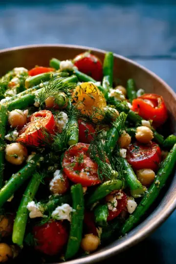 Tomato-Green Bean Salad With Chickpeas, Feta and Dill