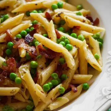Penne Pasta, Peas and Bacon – Easy & The Best!