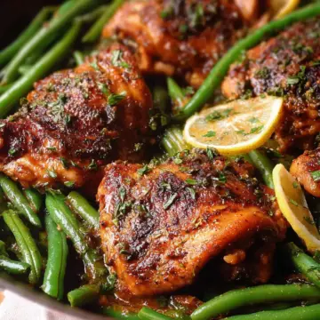 Chicken Thighs with Lemon Garlic Green Beans