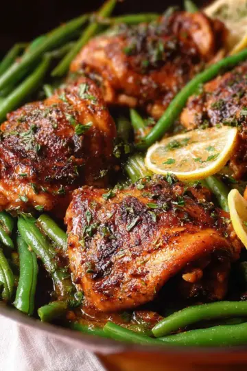 Chicken Thighs with Lemon Garlic Green Beans