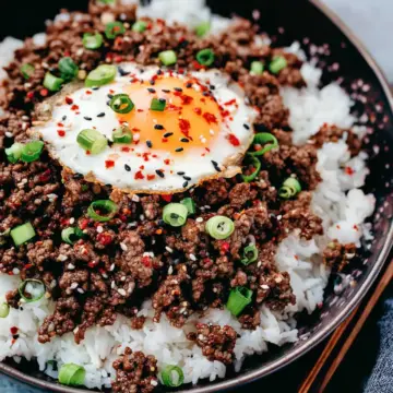 Korean Ground Beef and Rice Bowls