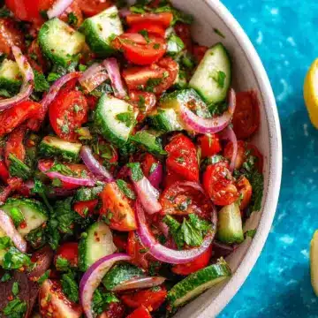 Mediterranean Salad with Tomato and Cucumber