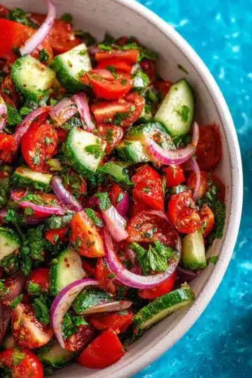 Mediterranean Salad with Tomato and Cucumber