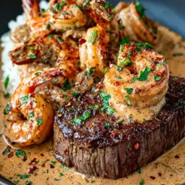 Steak in Creamy Cajun Shrimp Sauce