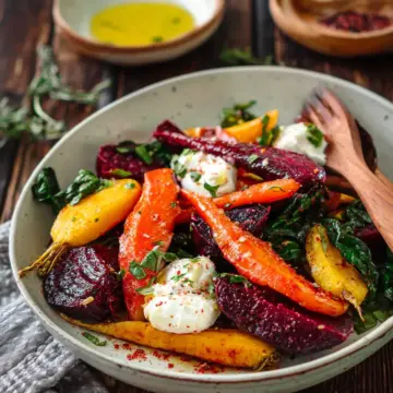 Roasted Beets and Carrots Salad with Burrata