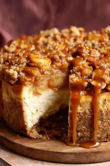 Caramel Apple Crumble Cheesecake