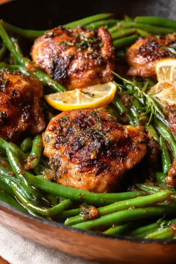 Chicken Thighs with Lemon Garlic Green Beans