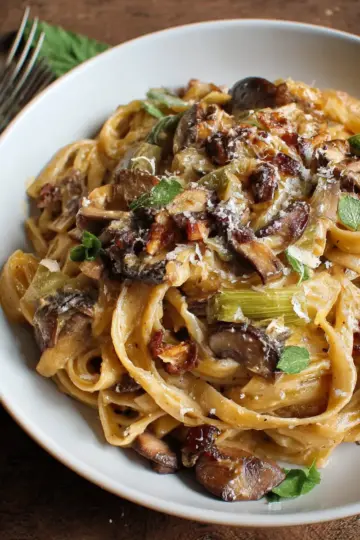 Caramelized Leek and Mushroom Gruyere Pasta