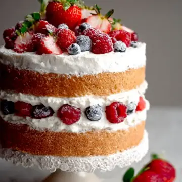 Berry Vanilla Naked Cake with Lemon Whipped Cream