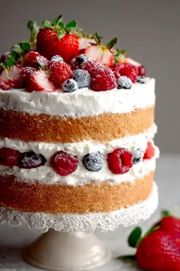 Berry Vanilla Naked Cake with Lemon Whipped Cream