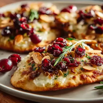 Brie & Cranberry Flatbreads with Almond Crunch