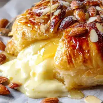 Baked Brie in Puff Pastry with Honey and Almonds