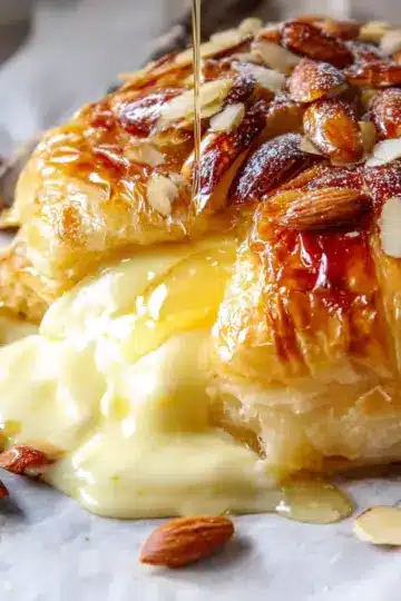 Baked Brie in Puff Pastry with Honey and Almonds