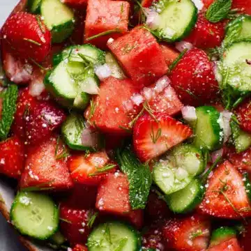 Watermelon Strawberry Cucumber Salad
