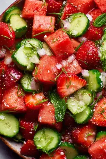 Watermelon Strawberry Cucumber Salad